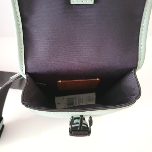 Coach CAJ42 Racer Phone Crossbody Smooth Leather Bag Mens Light Blue - Picture 8 of 8